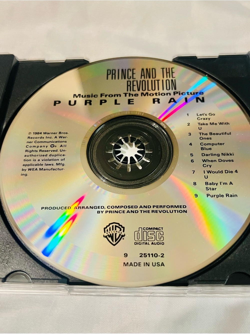 Purple Rain -Prince and The Revolution Rare CD Warner Bros 1984 First Press Orig - Picture 6 of 7